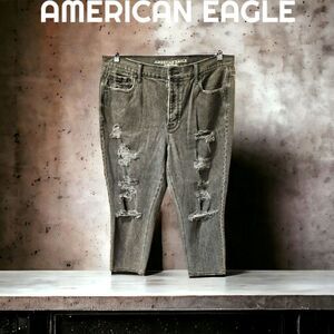 NWOT AMERICAN EAGLE Plus Size Black distressed Jeans.
